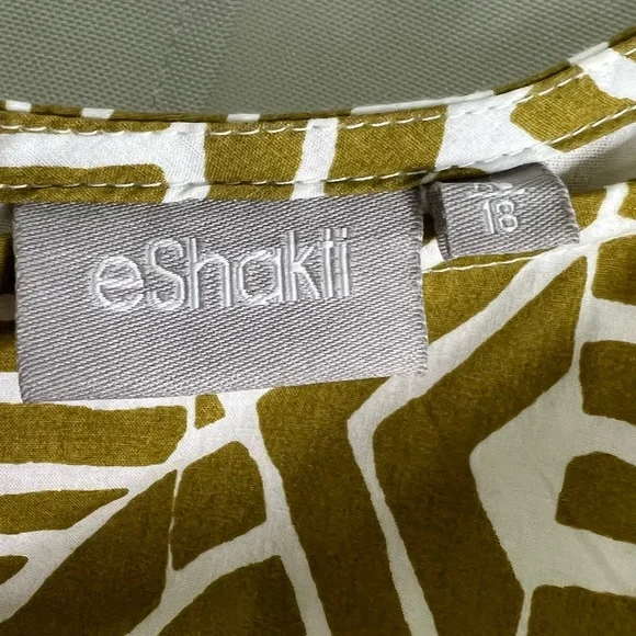 eShakti Geometric Print Green White Dress 18 - Picture 8 of 8